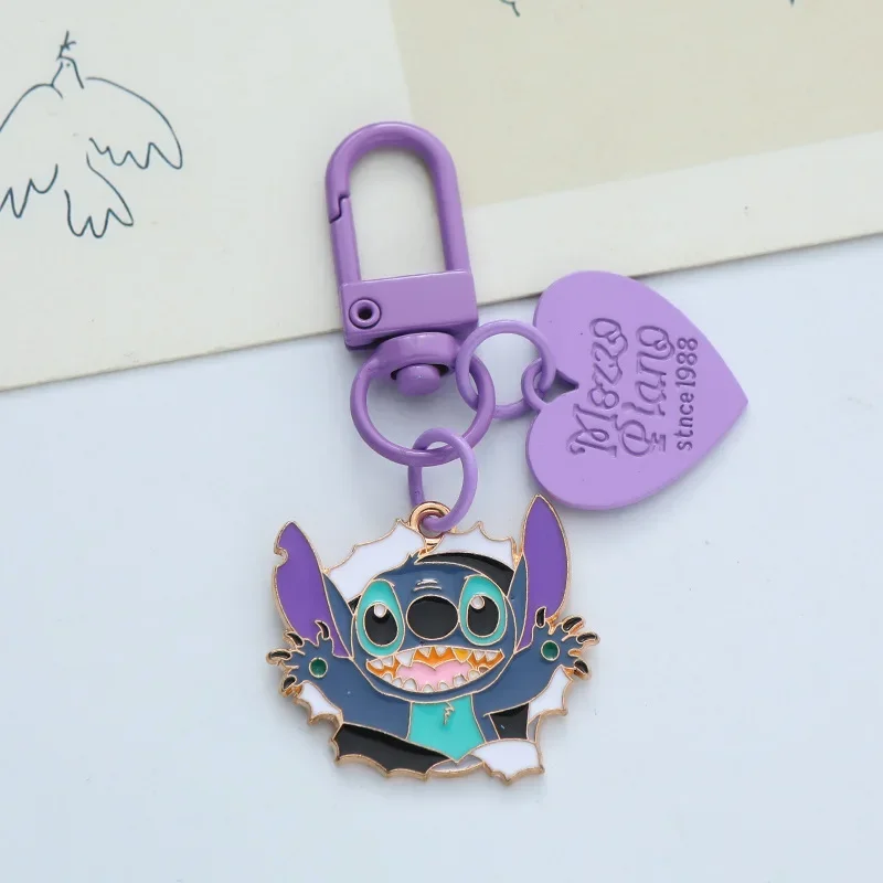 1set Disney Stitch Keychain Cartoon Cute Lilo & Stitch Metal Key Ring Accessories Bag Pendant Decoration for Women Jewelry Gift