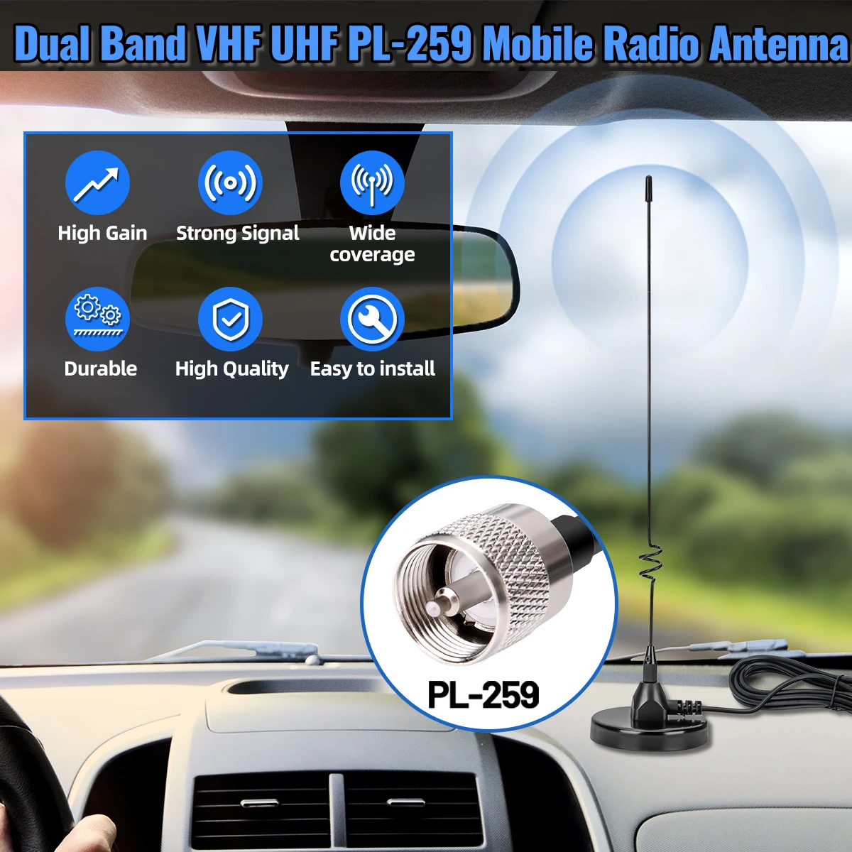 ABBREE AD-109 Antena Walkie Talkie SMA-hembra/PL259 para Baofeng UV-5R - imagen 4