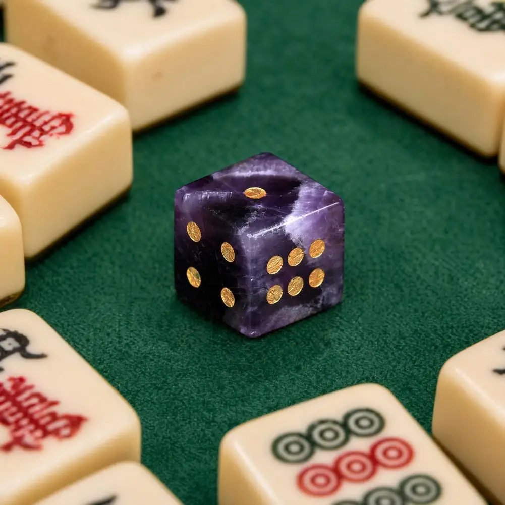 Natural Stone Dice Hand Polished Game Dice Natural Hand Carved Stone Dice Set Mini Healing Faux with Golden Dots for Board