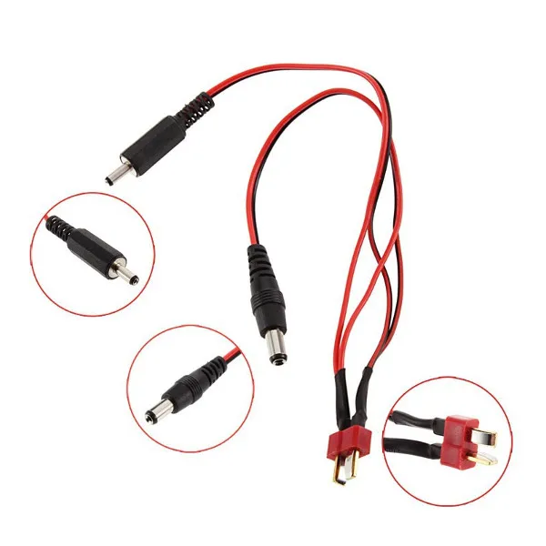 T deans Plug To DC dual 5.5mm 3.5mm 12V Male Power Supply Cable for FPV 5.8G 1.2G Hawkeye Monitor skyzone fatshark DJI goggles