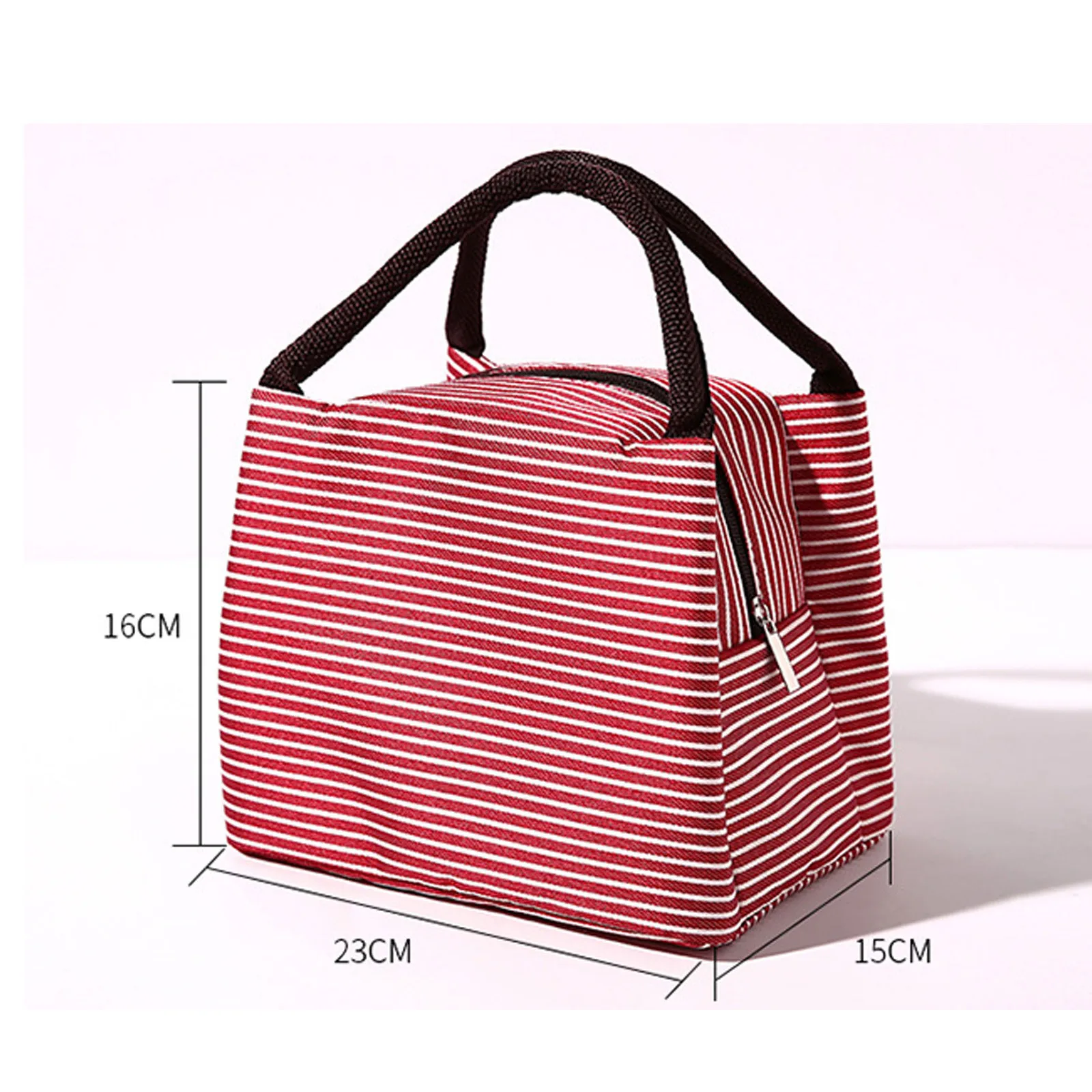 Large Capacity Lunch Bag Oxford Striped Insulated Cooler Picnic Tote Thermal Bento Box Waterproof Reusable Travel Beach Work