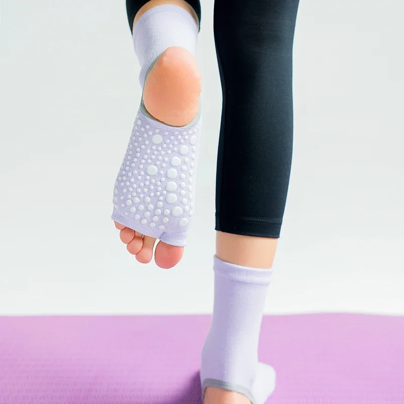 Yoga Socks Silicone Anti Slip Quick Drying Pilates Socks Heel Cotton Breathable Ballet Socks for Children Adults and Women