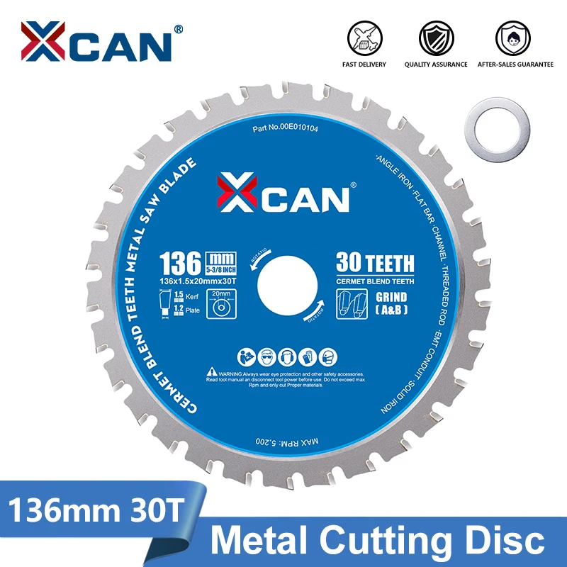 xcan金属切断砥石-直径136mm、内径20mm-サーメット超硬チップ付き切断鋸-丸鋸刃-鉄金属加工用ディスク