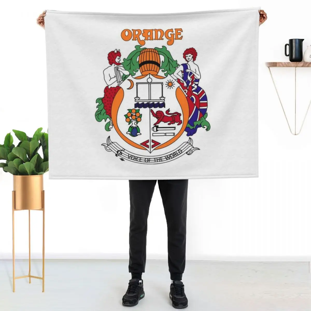 Orange Amps Vintage Crest Throw Blanket Cute anime Retros bed plaid Soft Beds Bed Fashionable Blankets