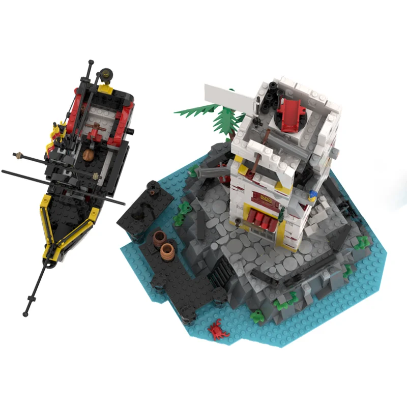 919 pçs moc arquitetura medieval piratas retorno para sabre ilha modelo diy montagem bloco de construção brinquedos presente aniversário das crianças