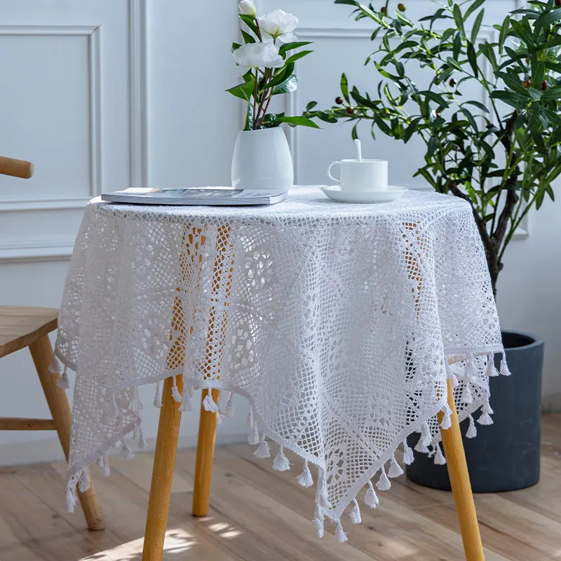 Vintage Round Cotton Lace Table Cloth Crochet Placemat 60/ 90/ 100 CM RD Shabby Chic Vintage DIY Crocheted Table Cloth