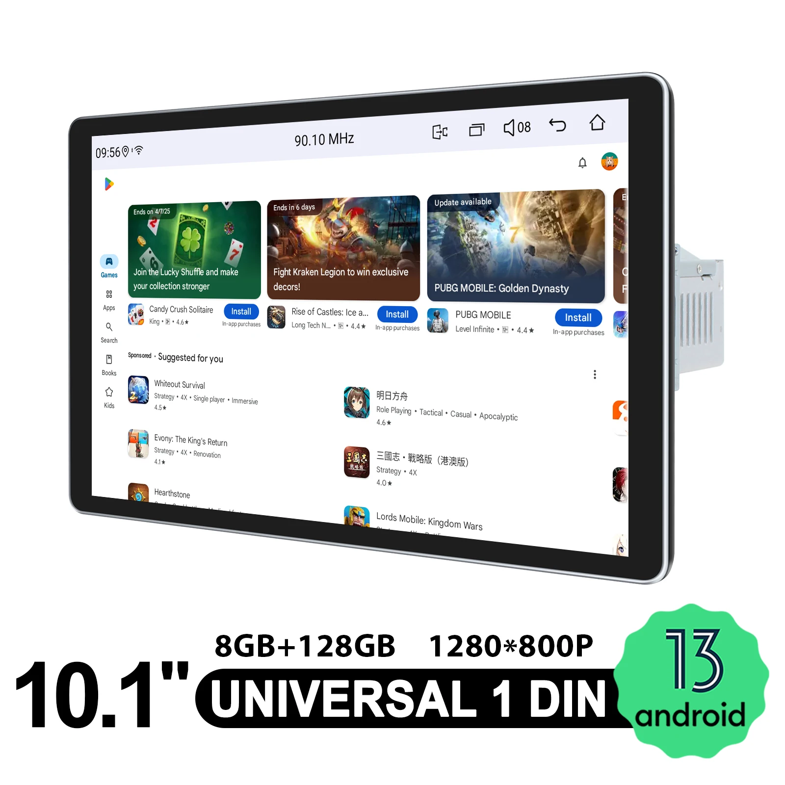 راديو ستيريو للسيارة مقاس 10.1 بوصة من JOYING مع CarPlay لاسلكي وأندرويد Auto 1280x800 HD تعمل باللمس وملاحة GPS بلوتوث