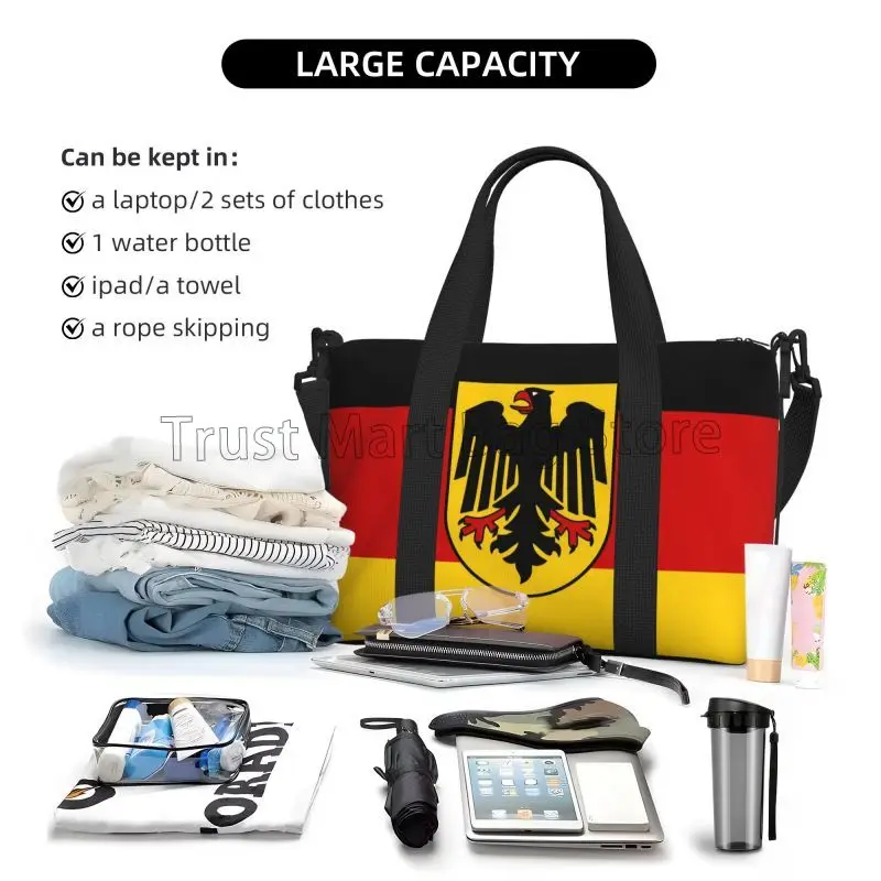 Tas Duffle perjalanan motif bendera negara Jerman tas Tote bagasi perjalanan Overnight tas Weekender ringan tahan air untuk pria wanita