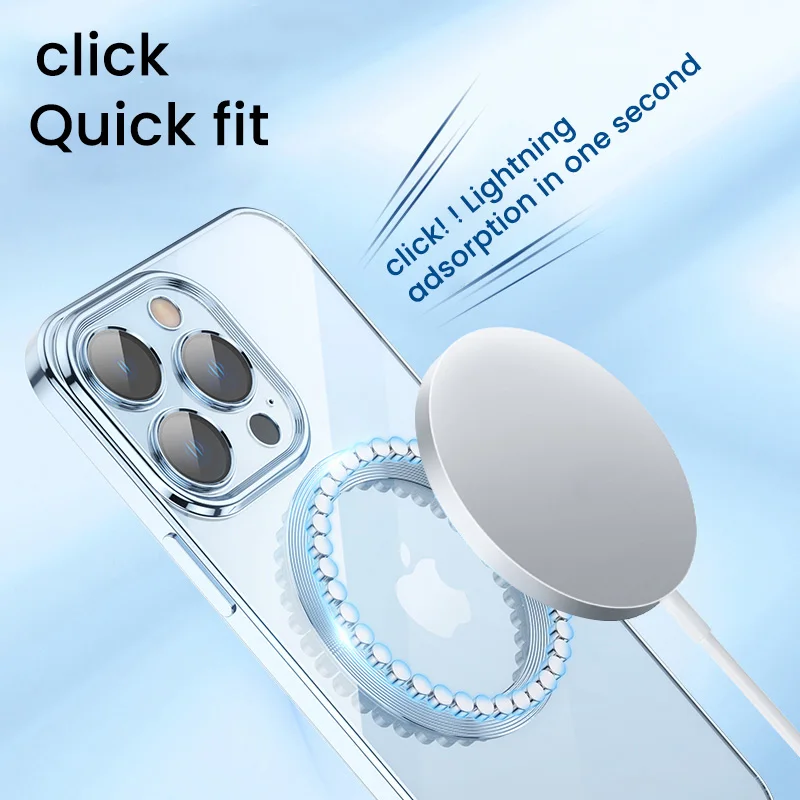 Luksusowe magnetyczne bezprzewodowe ładowanie przezroczysty silikonowy pokrowiec na iPhone 14 12 11 13 Pro Max z osłoną obiektywu Film miękka okładka