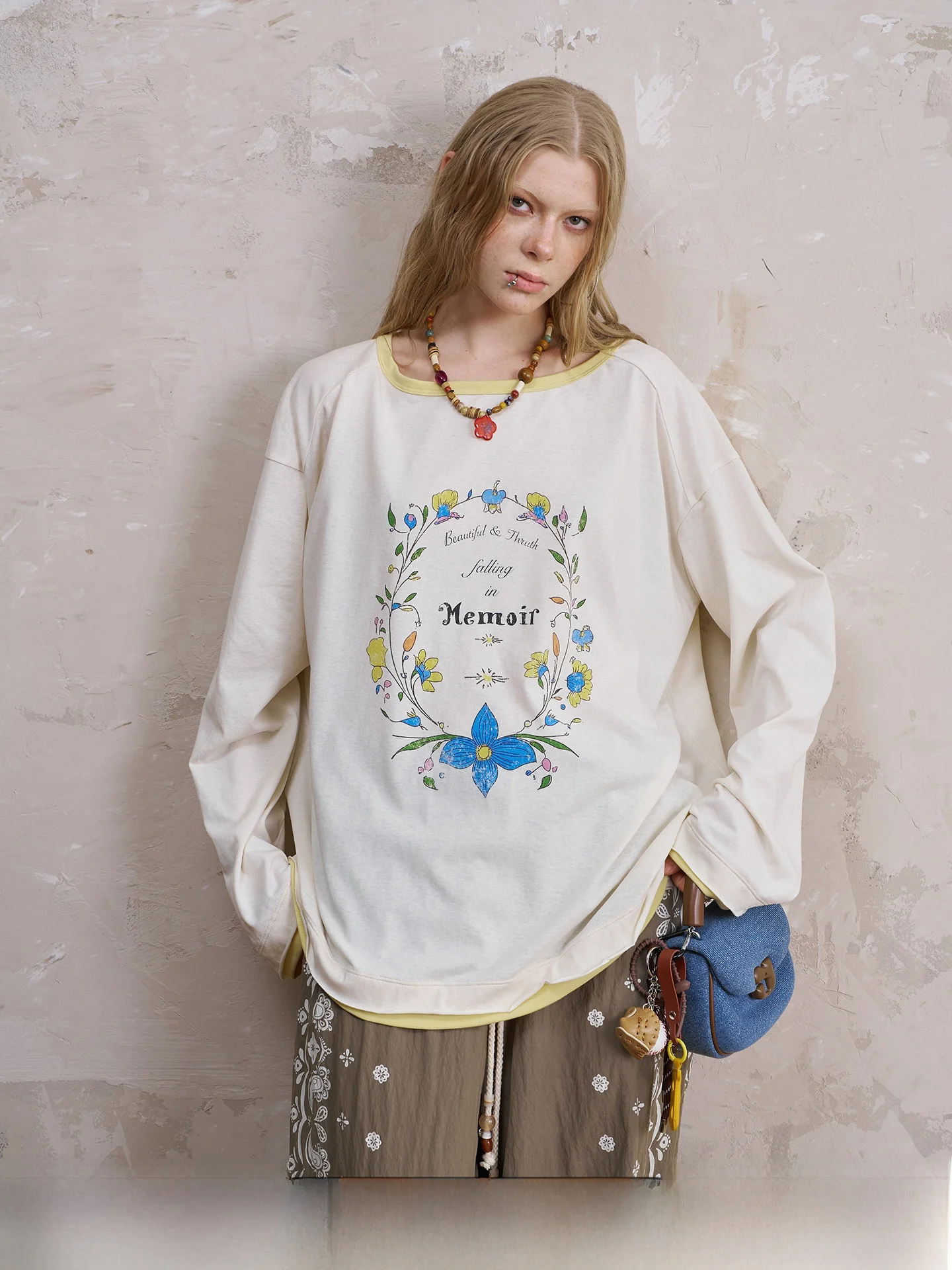 

Женская тонкая летняя футболка DIDDI MODA с длинным рукавом, круглым вырезом, свободного кроя, с романтичным цветочным принтом, в стиле кэжуал