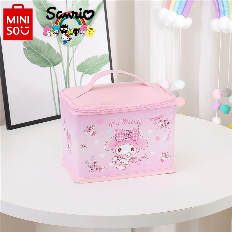 Miniso Sanrio-Bolsa de maquillaje para mujer, bolso de lavado de alta calidad, informal, de dibujos animados, de gran capacidad, de almacenamiento