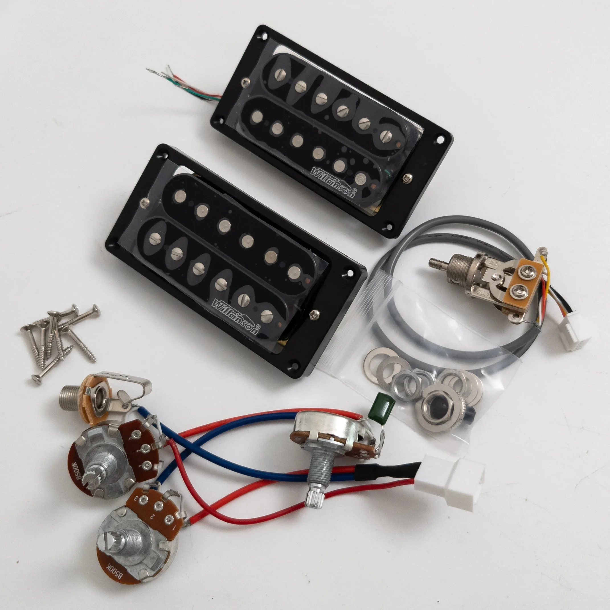 Wilkinson Humbucker Pickups Set for LP Electric Guitar – 4C Ceramic Magnet, with 2V1T Full Harness Kit