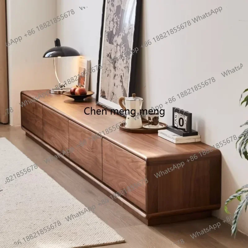 BBB Black walnut TV cabinet combination all solid wood living room modern simple floor cabinet