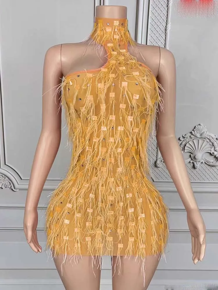 Wysokiej jakości sukienka z frędzlami z cyrkonii, seksowna, z odkrytymi plecami, elastyczna, nowa kolekcja 2025, modna odzież damska na zamówienie.
