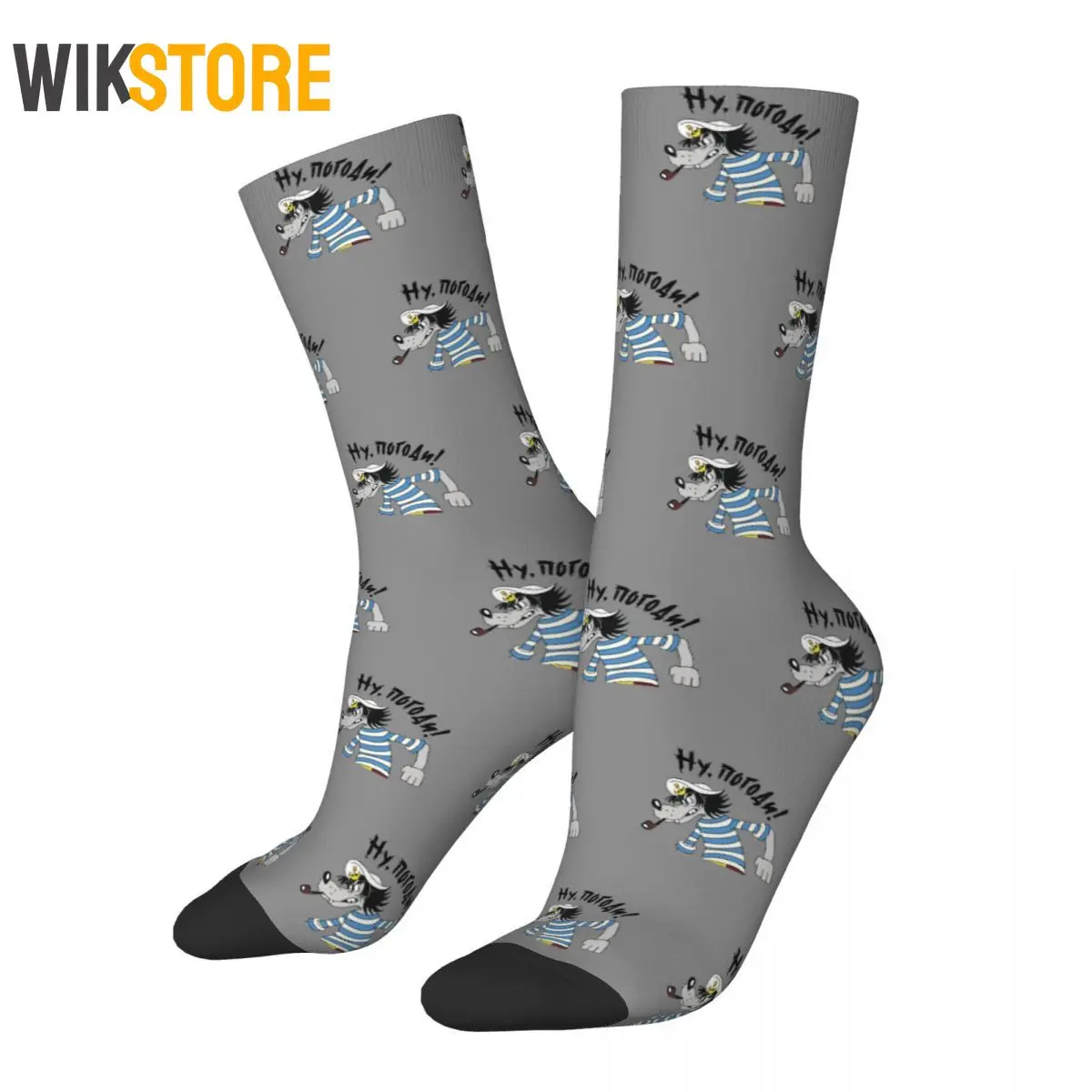 Fashion Men's Socks Nu Pogodi Wolf Sock Russian Skateboard Women's Stockings Spring Summer Autumn Winter Breathable Sock