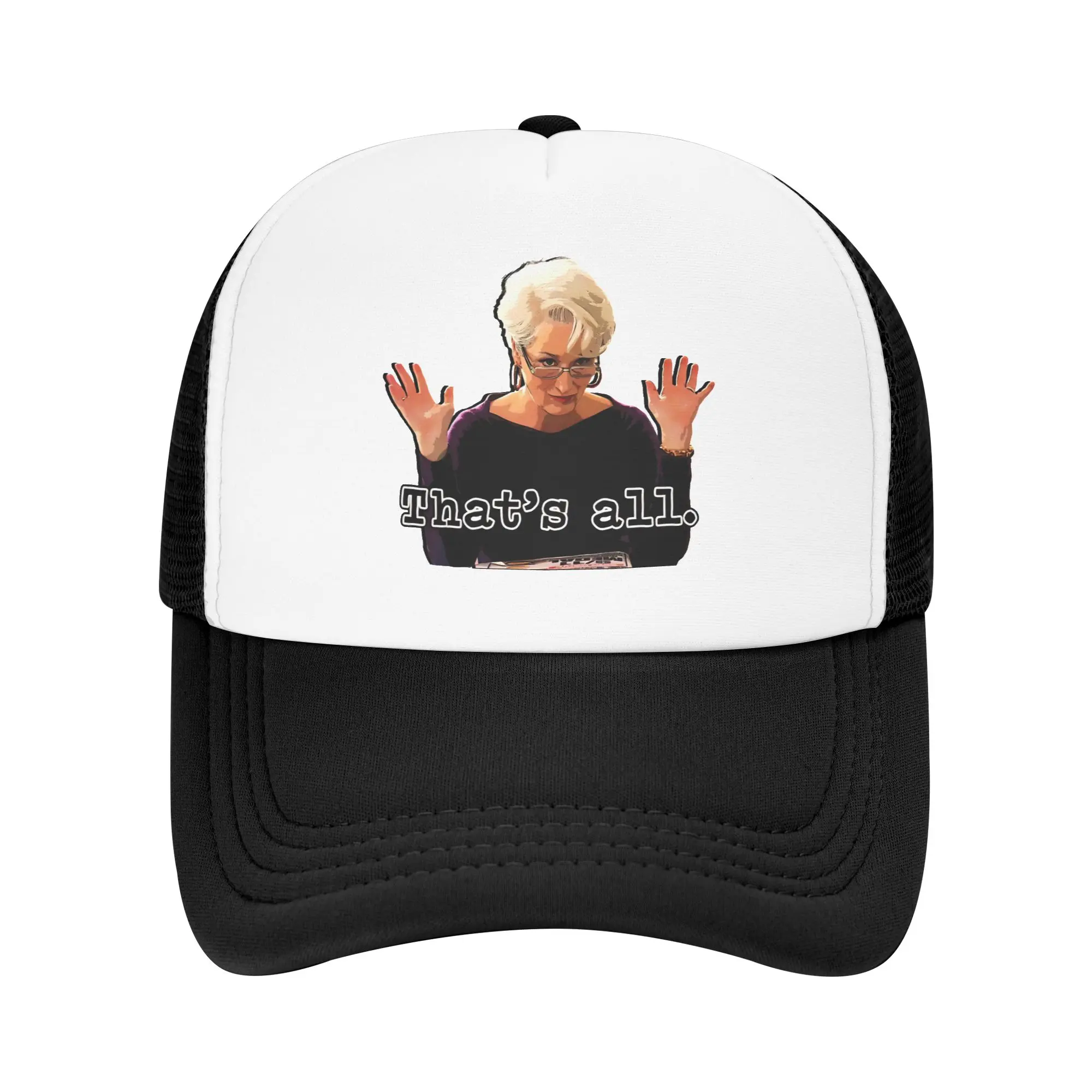 That's All Devil Wears Poster Miranda Mesh Sun Hats Outdoor Sport Sun-Proof Baseball Caps Unisex Street Style Design Trucker Hat