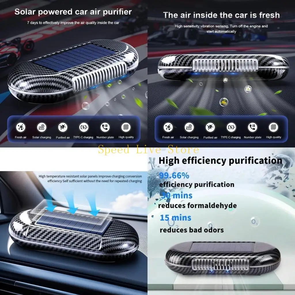 547C Solar Car Air Purifier Multilayer Filtration Car Air Cleaner Powered By Sunlight For Freshness And Clean Interior