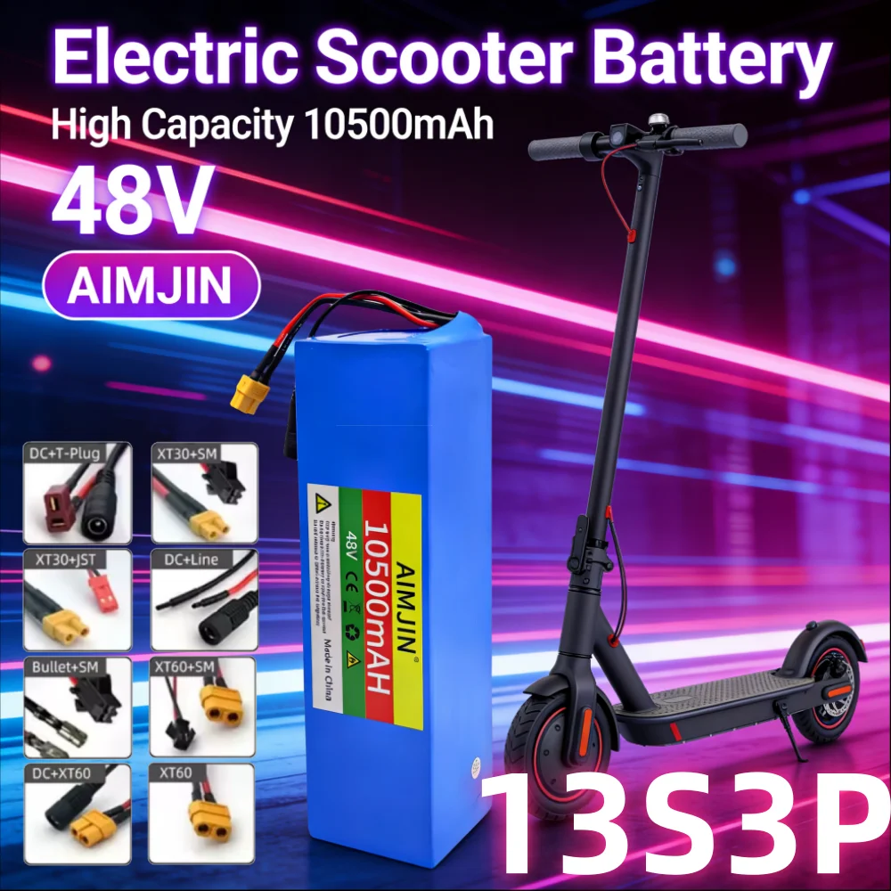 

13S3P 10500mAh 48V Lithium ion Battery 1000W 10.5Ah Lithium Ion Battery Pack For 54.6v Motorized Scooter BMS