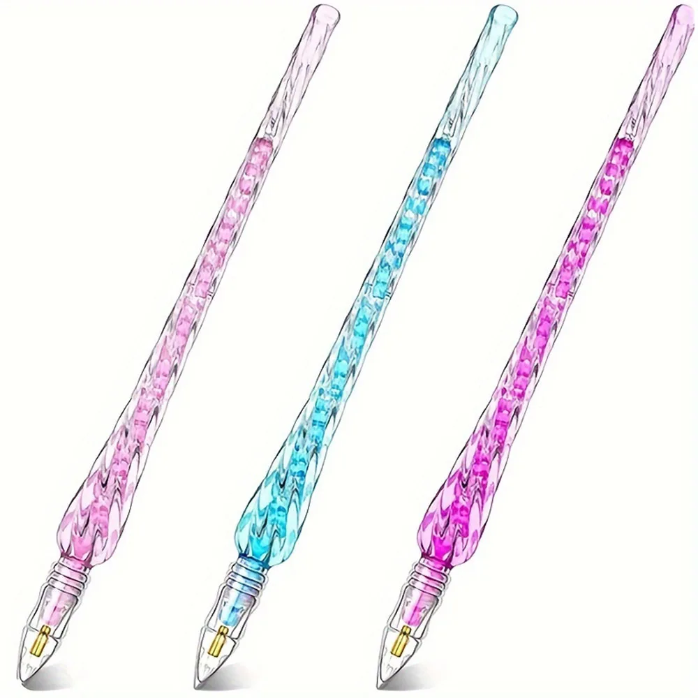 Imagen 7: 3 uds pluma de pintura de diamante bolígrafo de punta de cristal transparente joyería artística de uñas herramienta de taladro de punto de cruz