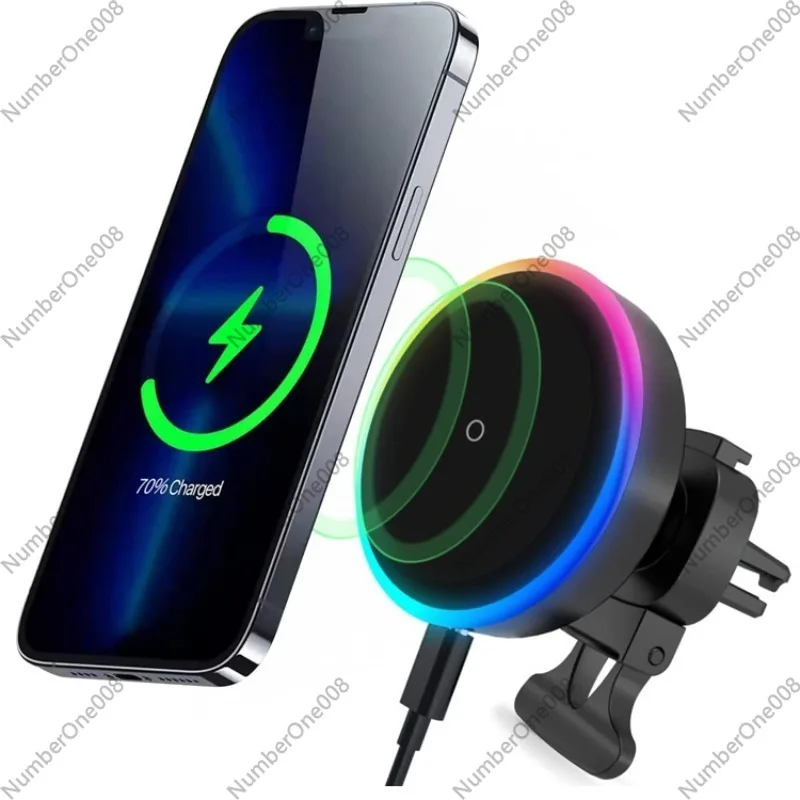 

Магнитное беспроводное автомобильное зарядное устройство с охлаждающим вентилятором, крепление на воздуховод, быстрая зарядка, для iPhone 13/12/14/15