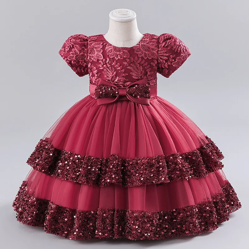 Multi-layer Beaded Tutu Skirt Princess Skirt Girls Small and Medium Children's Wedding Dress