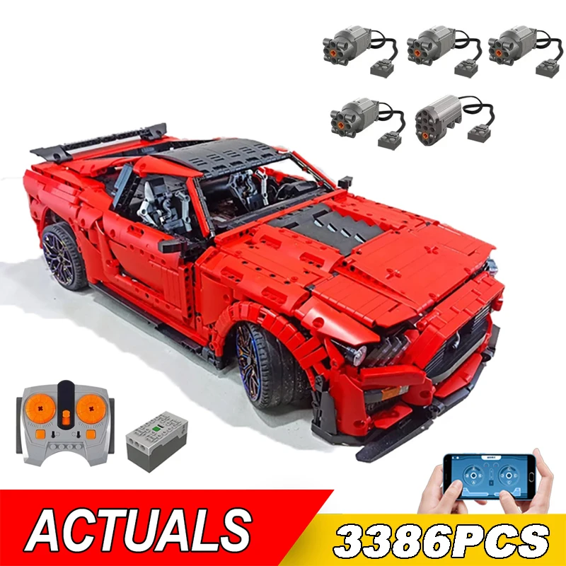 

Technical APP Remote Control Moter Power Car Building Block Shelby GT500 Car Model Mustang Vehicle Bricks Toys For Kids Gifts