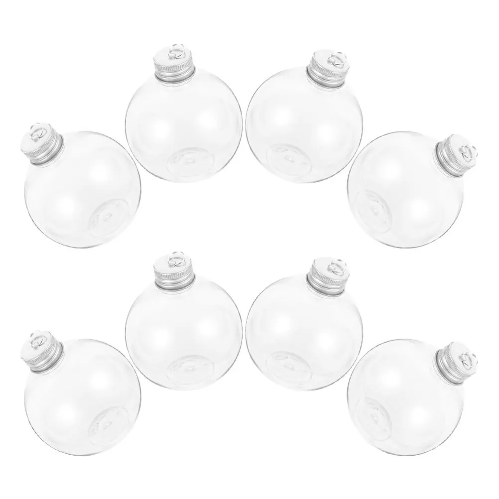 

8Pcs Bulb-Shaped Bottle Small Juice Containers Plastic Bottles Lids Candy Storage Holiday Decoration Pendant Bottle