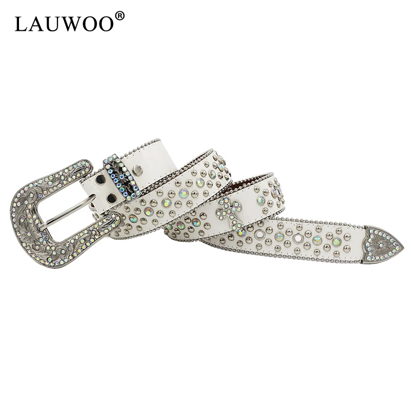 Sparkle Designer Crystal Leather Belt For Jeans Pants Women Men Western Rhinestone Belt Y2K bb Diamond Belt