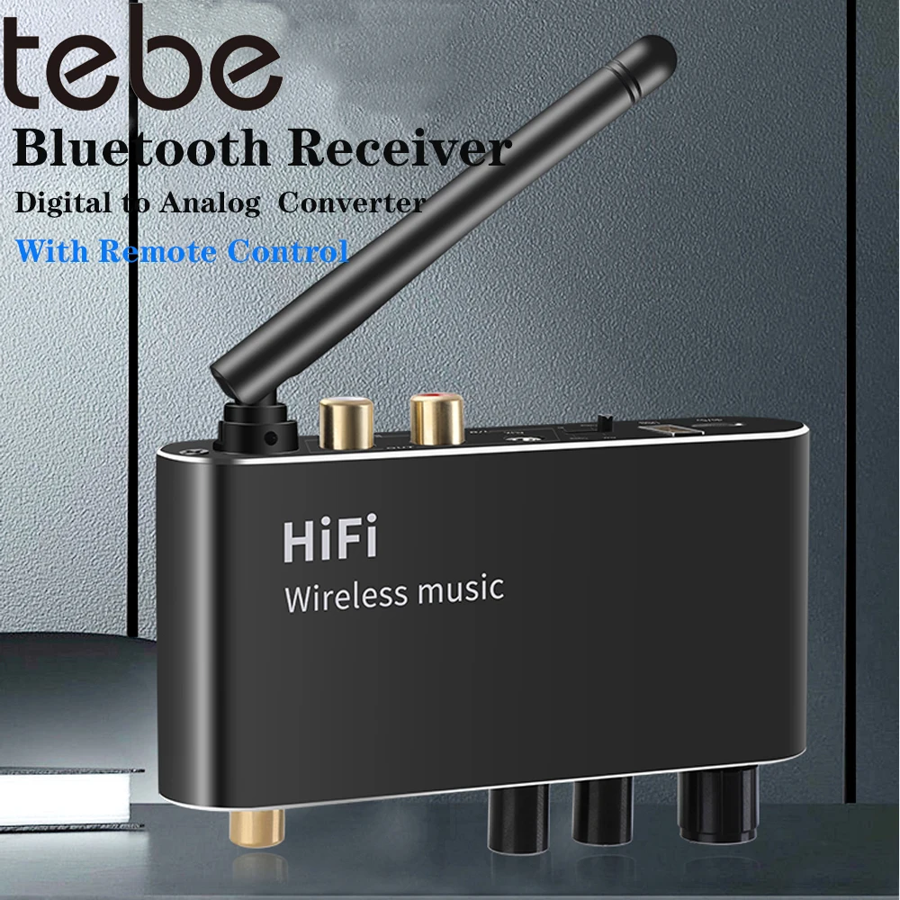 tebe Bluetooth 5.1 Receiver Digital to Analog Audio Converter Coaxial Optical Fiber 3.5mm Aux Wireless Adapter Support USB Disk