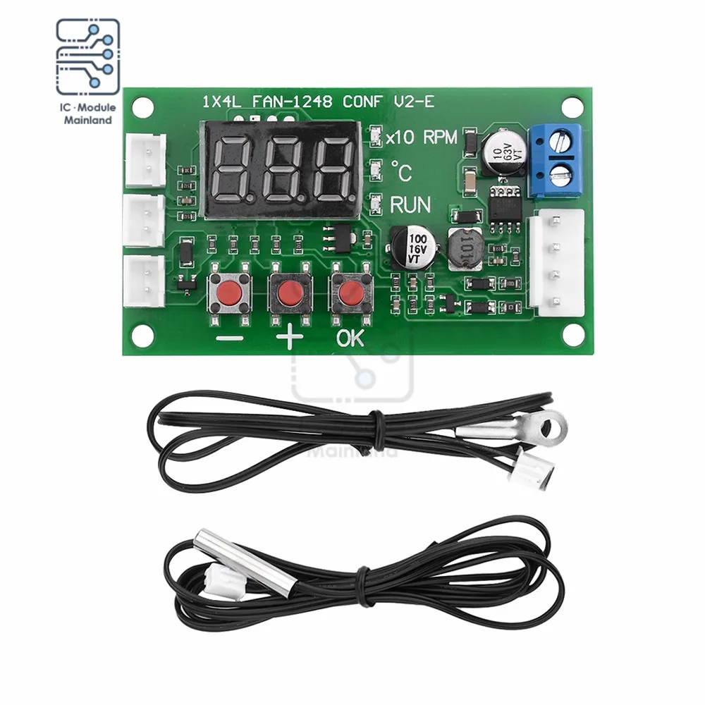 12-48V Digital 4-Wire PWM Fan Temperature Control Speed Controller Signal 10V Support EC EBM Fan