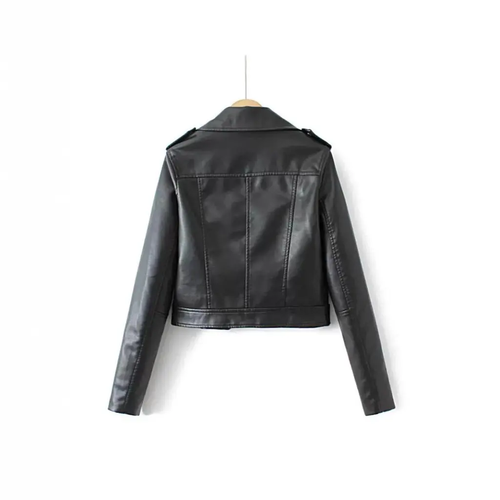 Damska skórzana kurtka, modna odzież wierzchnia, miękka skórzana krótka bluzka do noszenia na co dzień w stylu streetwear.