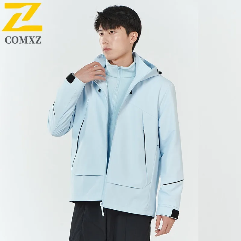 سترة فاخرة عصرية بقلنسوة من COMXZ للرجال للرحلات والتسلق والرياح سترة دافئة للاستخدام اليومي ملابس رجالية شتوية مريحة #4