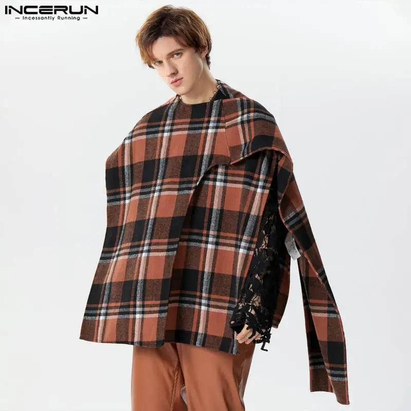 Men Irregular Vests Plaid O-neck Sleeveless Loose Streetwear Waistcoats Men 2024 Fashion Spring Casual Male Vests S-5XL INCERUN