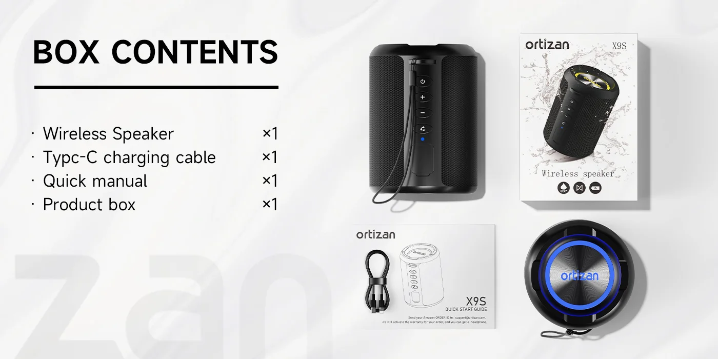 Ortizan X9S Tragbarer Bluetooth-Lautsprecher, Bass Boost HD Loud Sound, kabelloser Lautsprecher mit LED-Licht, IPX7 wasserdicht, 15-W-Lautsprecher – Detail 14