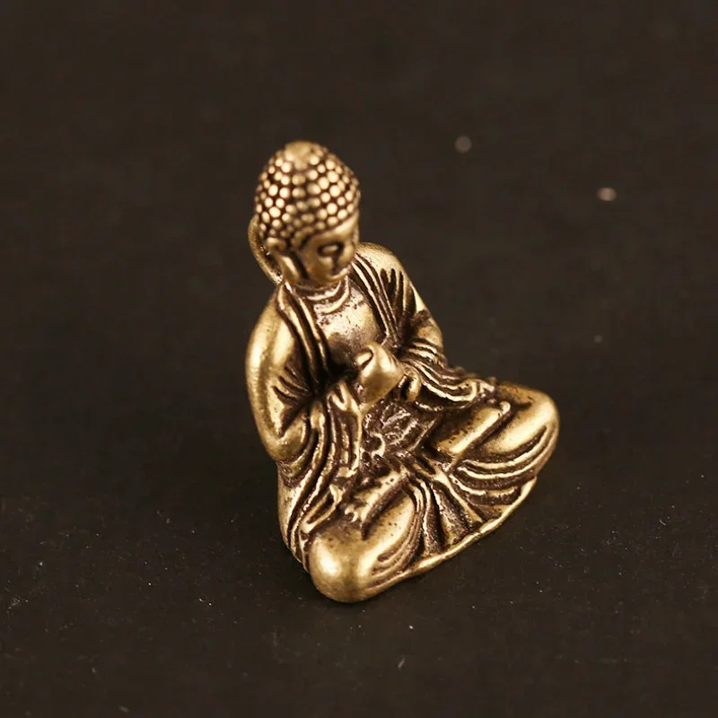 Home Decoration Retro Brass Buddha Pocket Sitting Statue Sculptor Home Desk Decoration Fashion Accessories Small Tools Supplies