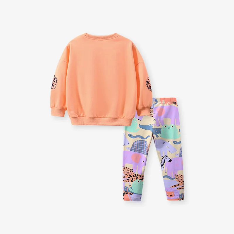 Girls Sweater Suit Spring and Autumn Clothing Kids Cute Embroidered Bear Long-sleeved Tops Printed Bottoms 2 Sets Infant Trend