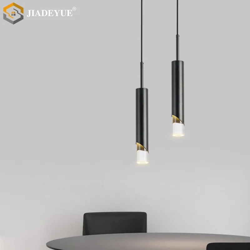 Modern simple led bedroom bedside chandelier living room bar dining room background wall long single head small chandelier
