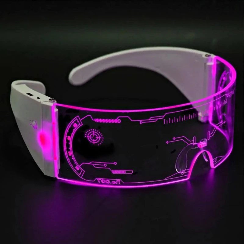 Creative Cyberpunk Cosplay Accessories Foldable LED Luminous Glasses Goggles Outdoor EDC Tools