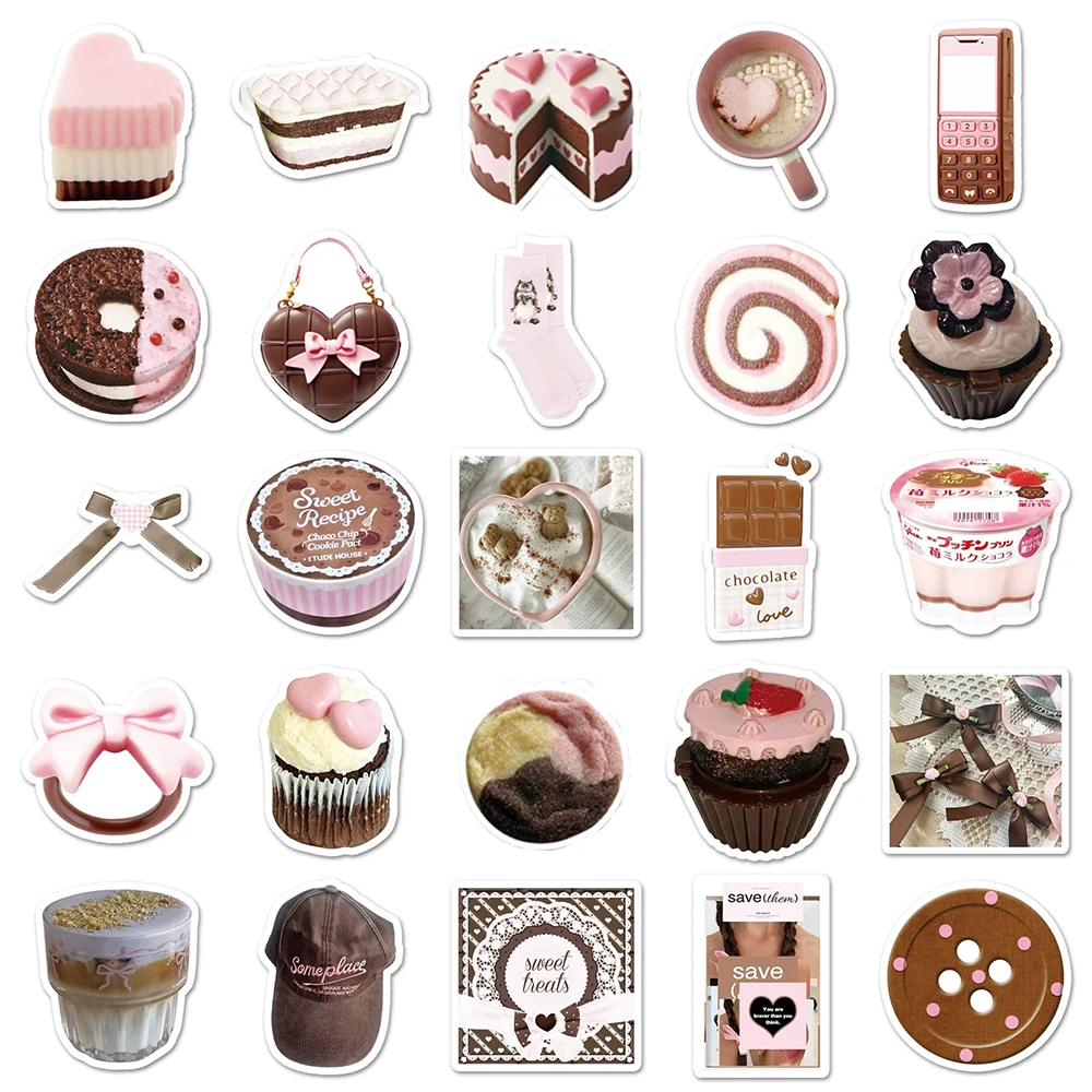 10/30/50pcs น่ารักสีชมพูสีน้ําตาล Graffiti สติกเกอร์สไตล์ INS ความงามสติกเกอร์ DIY Scrapbooking แล็ปท็อปโทรศัพท์กีตาร์สาว Decals ของเล่น