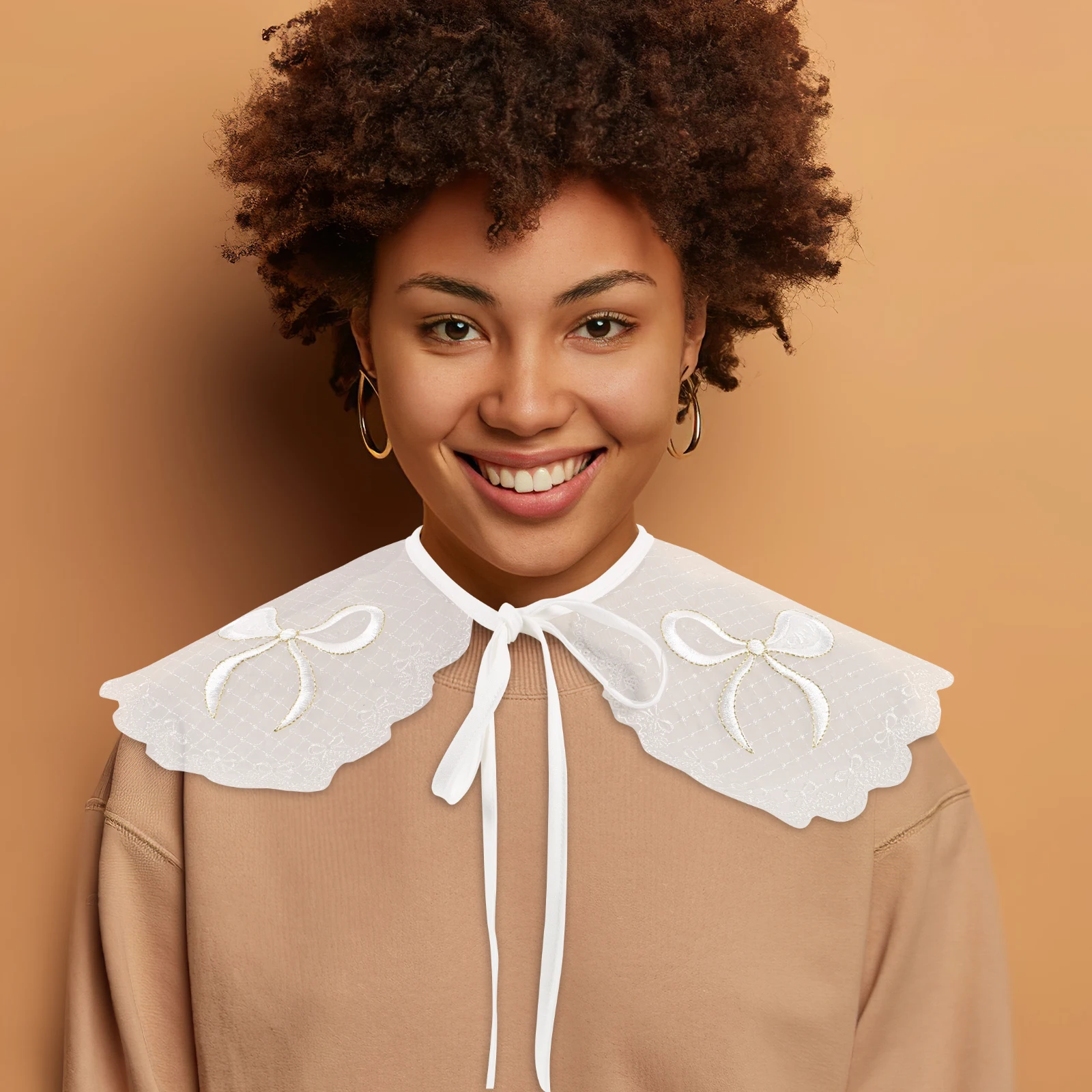 

Shawl False Collar Women Detachable Shirt Sweater Costume Ruffle Mesh White Cotton Anti Exposure Fashion Design Decorative