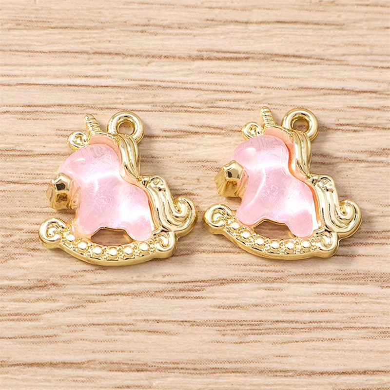 5 Stück 13x14mm Niedliche Kristall-Tier-Anhänger in Form von Pferden für die Schmuckherstellung, Ohrhänger, Halsketten, Armbänder, DIY-Bastelzubehör – Detail 5