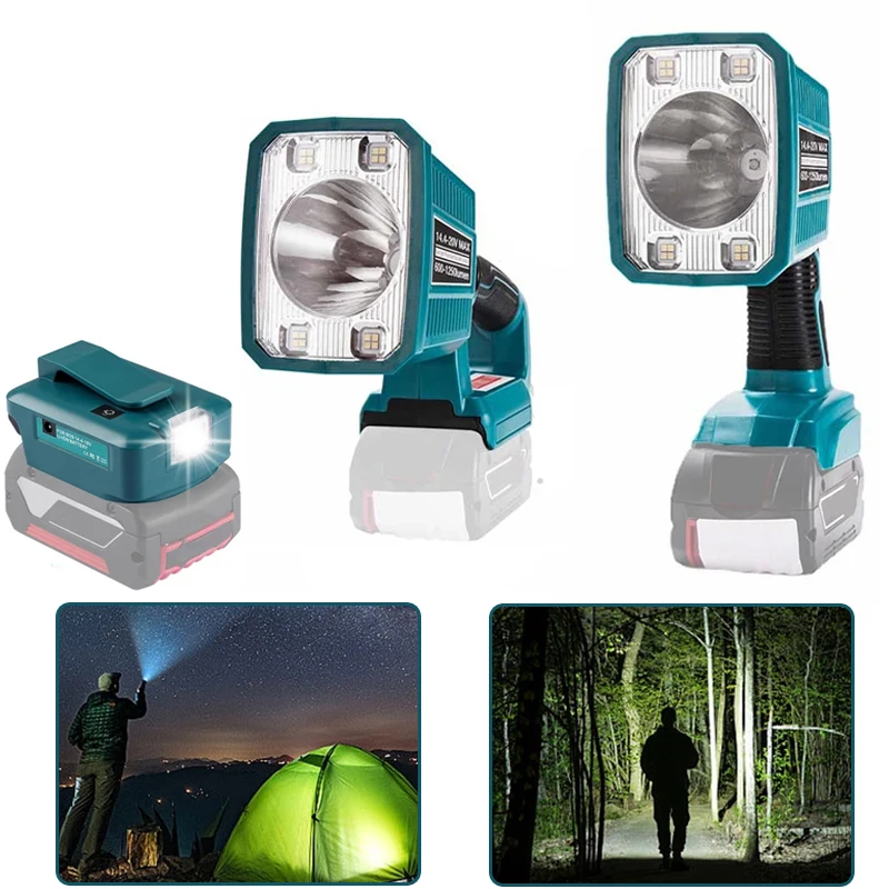 Outdoor Flashlight for Bosch 18V Li-Ion Battery LED Lamp Work Light Cordless Lantern 600-1250 Lumen Spotlight Emergency lighting