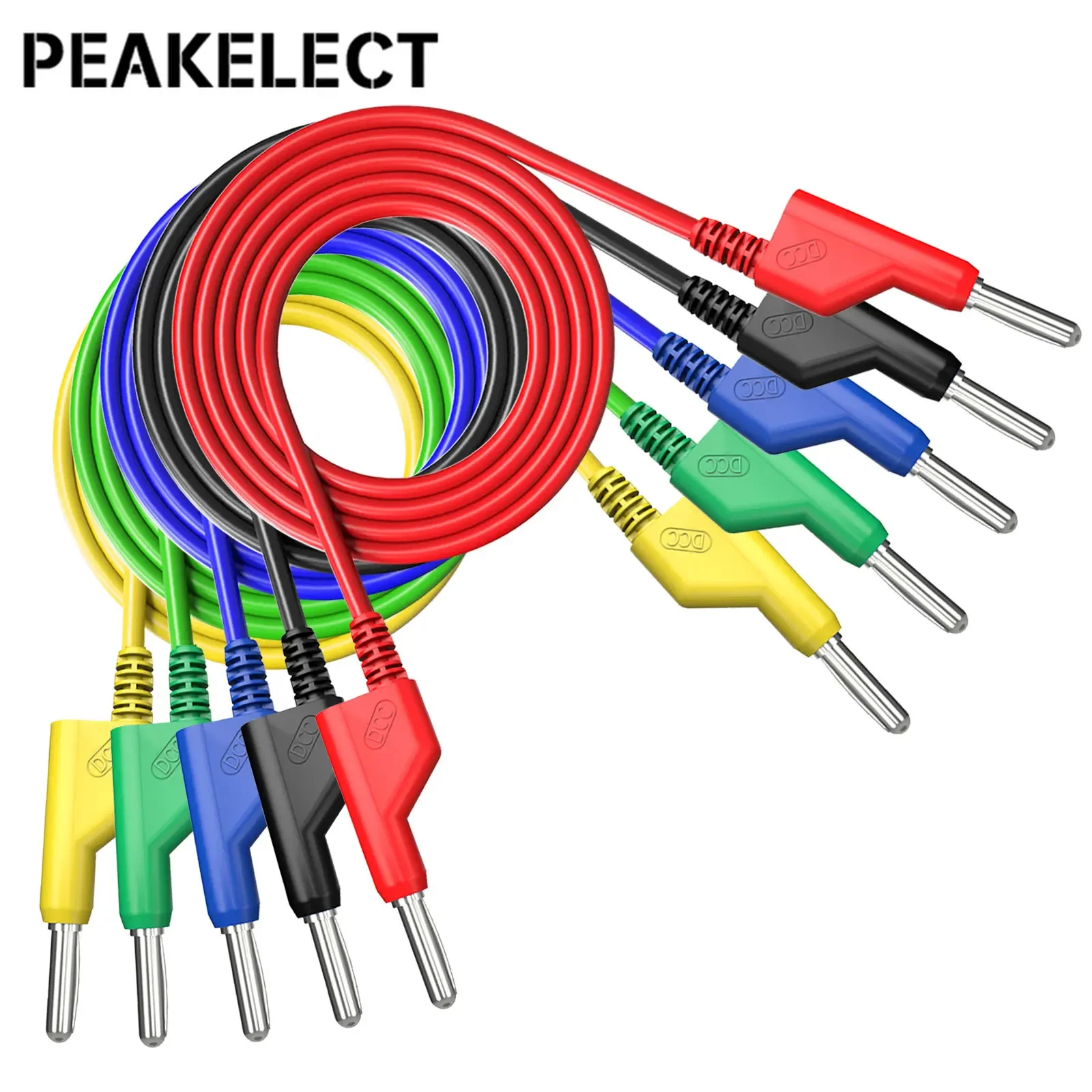 Cleqee 5x Random Color Dual Stackable 4MM Banana Plug DCC Power Test Leads 20A Multimeter Test Cable Cord 0.5m/1m/1.5m/2m/3m/5m