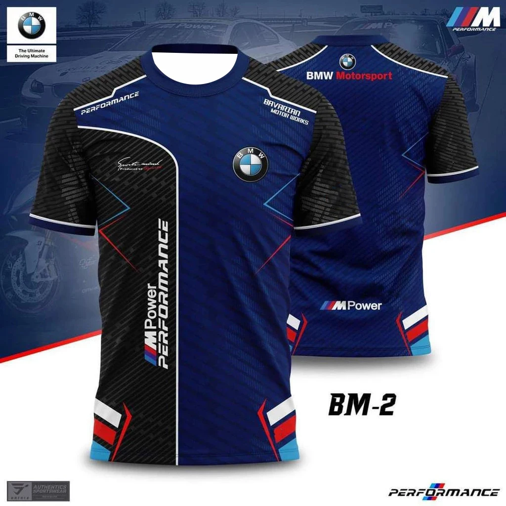 

New Hot Men's BMW Racing Suit Motorcycle Racing Enthusiast Tee Casual And Fashionable Oversized Breathable Quick Drying Shirt