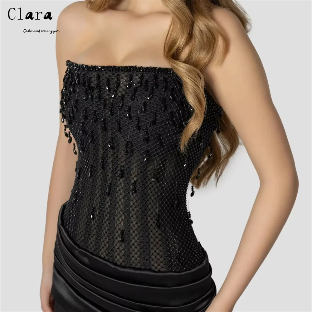Clara Custom Black Tube Top Hollow Fishtail Abiti da sera eleganti per donna Abito da festa elegante da donna di lusso 2025 Lussuoso