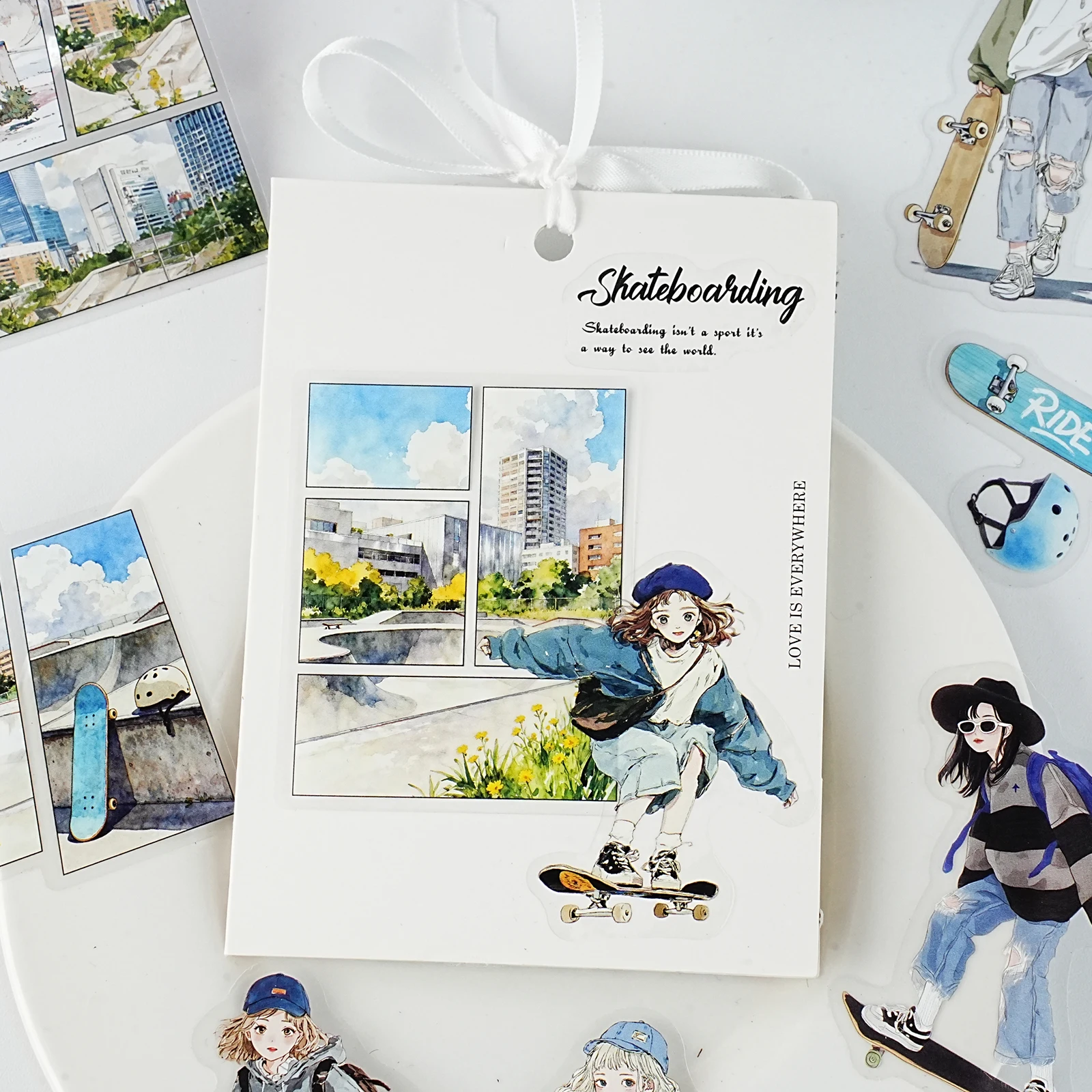 Etori Life Skateboarding Time 30Pcs City Skatepark Stickers Street Cool Skateboarder Decoration Stickers for Laptop, Phone Stickers, Suitcase, Skateboard, Photo Album, Scrapbooking Supplies, Children's Gift Paper Bag, School Supplies, DIY Crafts, Toy Stickers, Gift for Friends