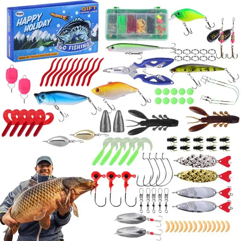 101pcs Fishing Bait Set Lure Bait Set Fishing Set Christmas Gift Fishing Enthusiasts Holiday Gift Box Set Fishing gear accessory