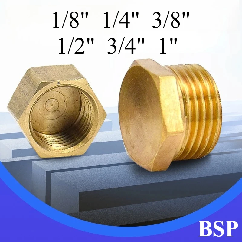 

Заглушка для труб 1/8, 1/4, 3/8, 1/2, 3/4, 1 дюйм с резьбой BSP, латунная, с шестигранной головкой, концевая заглушка, фитинг, соединитель, адаптер