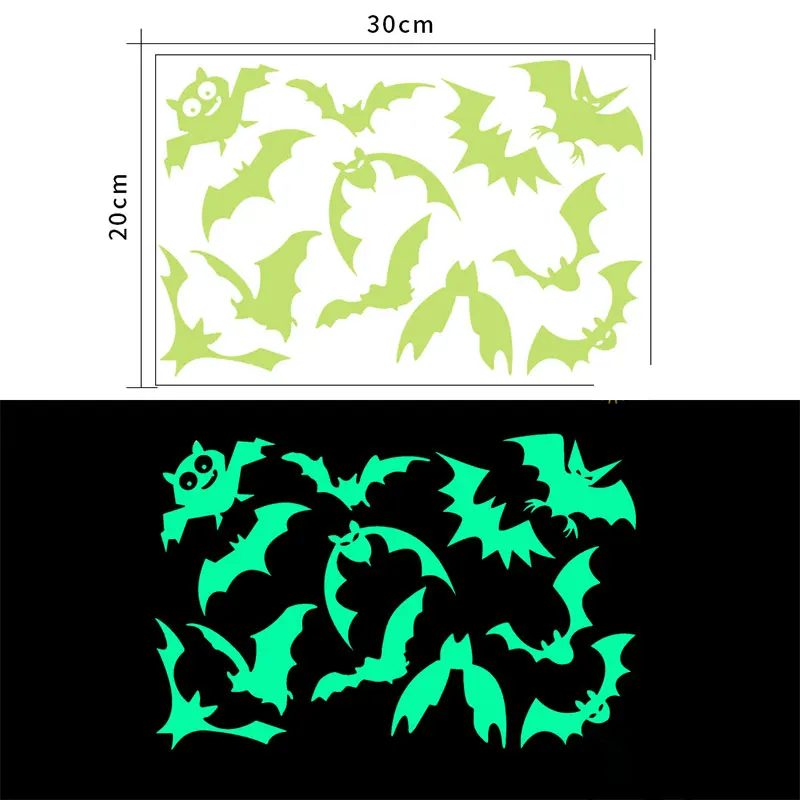 Nightlight Bat Stickers Halloween Wall Stickers Festival Supplies Horror Theme Party Decoration Living Room Bedroom Sticker - view 2