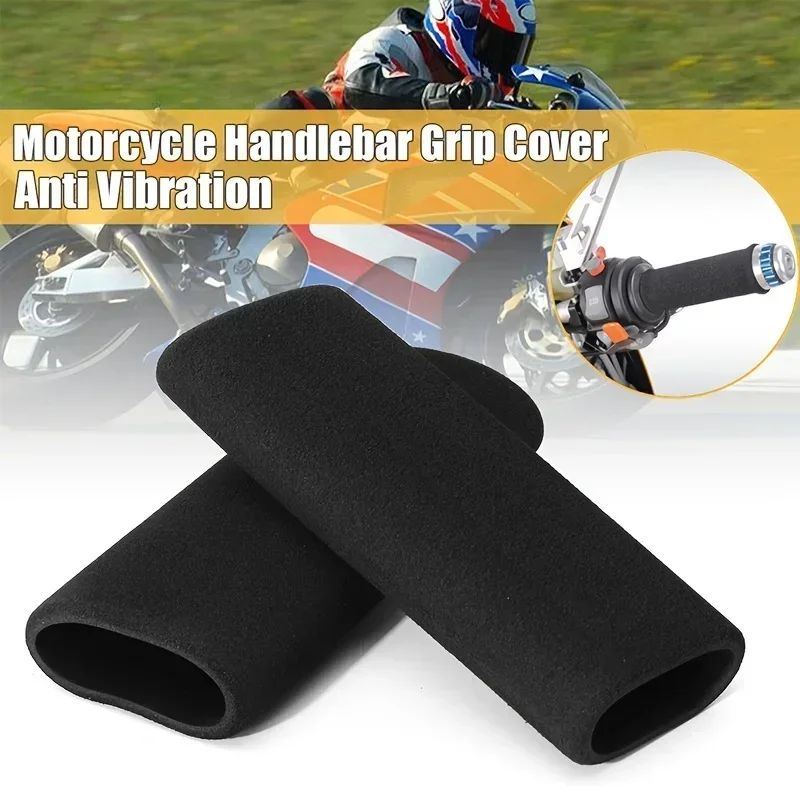 2pcs Black Sponge Bicycle Handlebar Covers, Scooter Motorcycle Grip Kits, Improved Anti slip, Sweat absorbing, Waterproof Soft